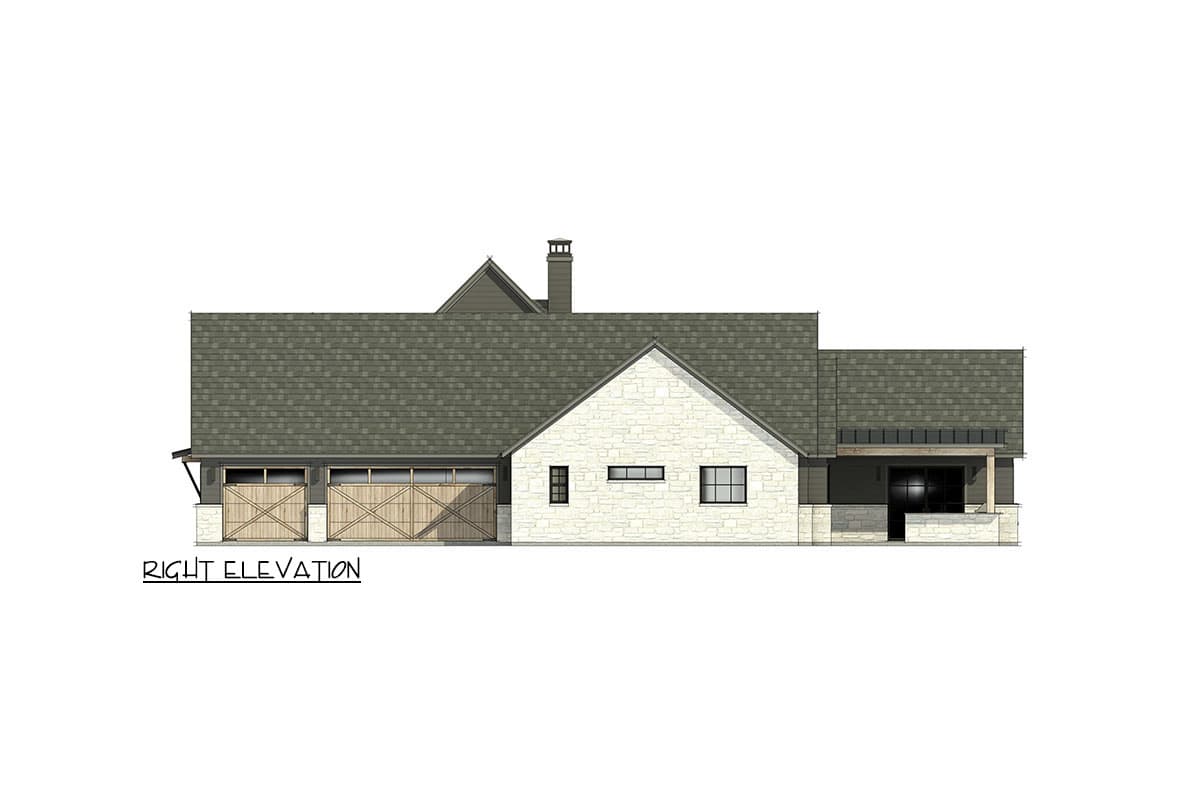 Plan 818072JSS: Transitional Farmhouse Plan with 4 Beds and a Home Office and an Outdoor Fireplace - 3563 Sq Ft - Image #8 - Country, Farmhouse, Modern Farmhouse, New American, Transitional