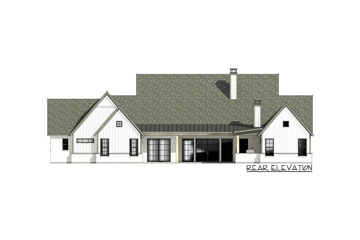 Plan 818073JSS: 4-Bed Modern Farmhouse Plan with Home Office and Vaulted Family Room - 3563 Sq Ft - Image #7 - Country, Farmhouse, Mid Century Modern, Modern Farmhouse