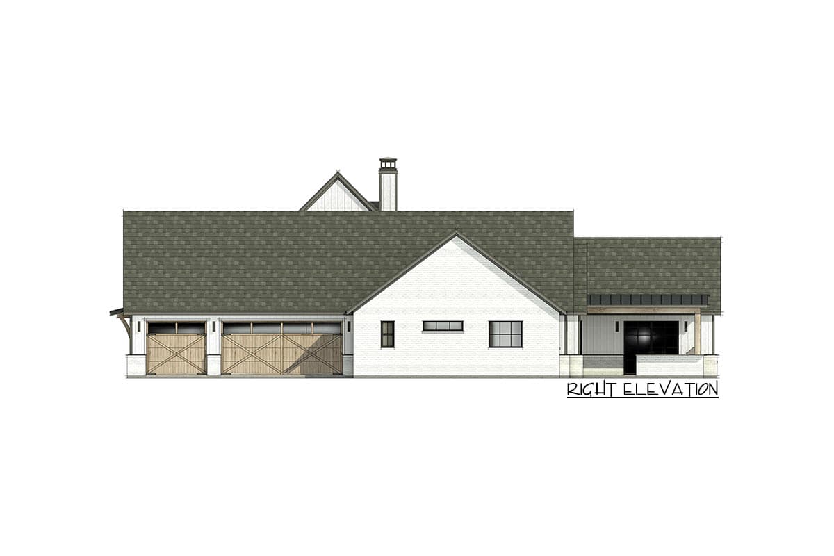 Plan 818073JSS: 4-Bed Modern Farmhouse Plan with Home Office and Vaulted Family Room - 3563 Sq Ft - Image #8 - Country, Farmhouse, Mid Century Modern, Modern Farmhouse