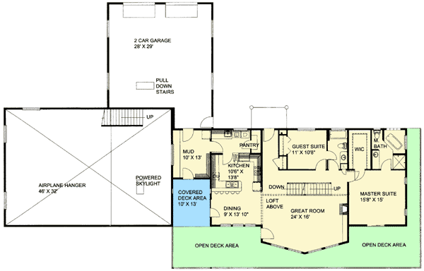Plan 35475GH: Custom Northwest Home with Airplane Hanger - Floor Plan - Main Level - Mountain, Northwest