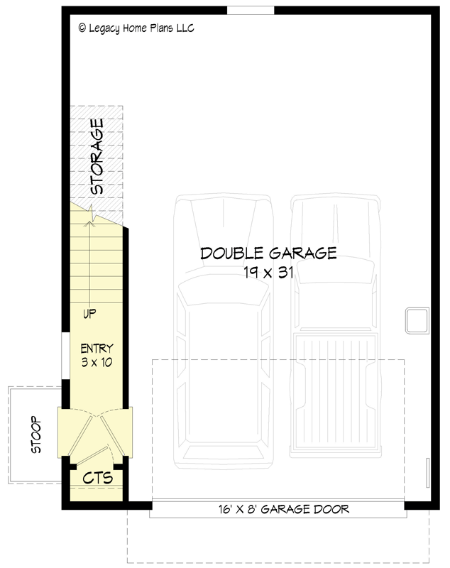 Plan 680184VR: 856 Square Foot 2-Bed Garage Apartment House Plan  - Floor Plan - Main Level - Carriage, Traditional