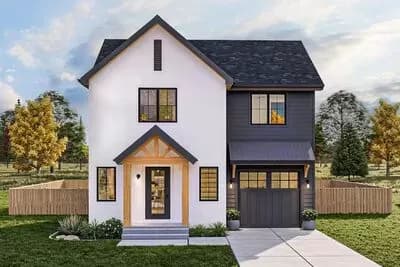 30-Foot-Wide House Plan Under 1300 Square Feet with 1-Car Garage