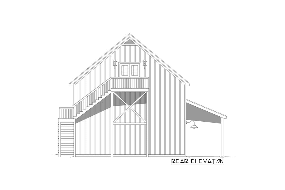 Plan 680186VR: 1400 Square Foot Barn with 1016 Square Foot Apartment Above - Image #4 - Barndominium, Carriage, Country, Modern Farmhouse, Rustic