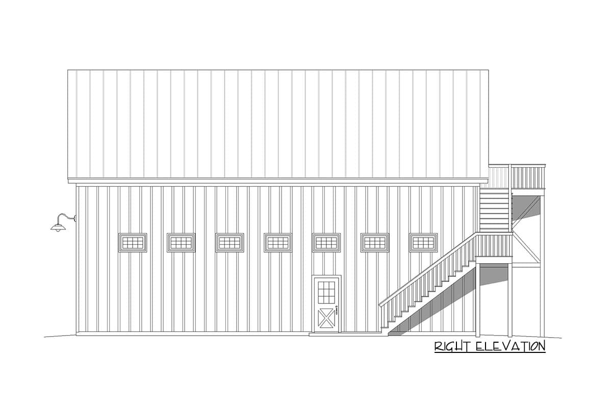Plan 680186VR: 1400 Square Foot Barn with 1016 Square Foot Apartment Above - Image #5 - Barndominium, Carriage, Country, Modern Farmhouse, Rustic