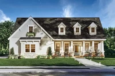 Country Home Plan Under 1900 Square Feet with Vaulted Living Room