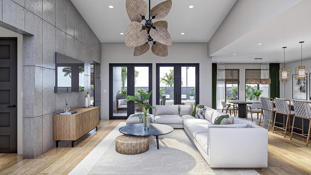 Plan 623277DJ: 1661 Square Foot 2-Bed Modern House Plan with Carport - Image #7 - Contemporary, Mid Century Modern, Modern