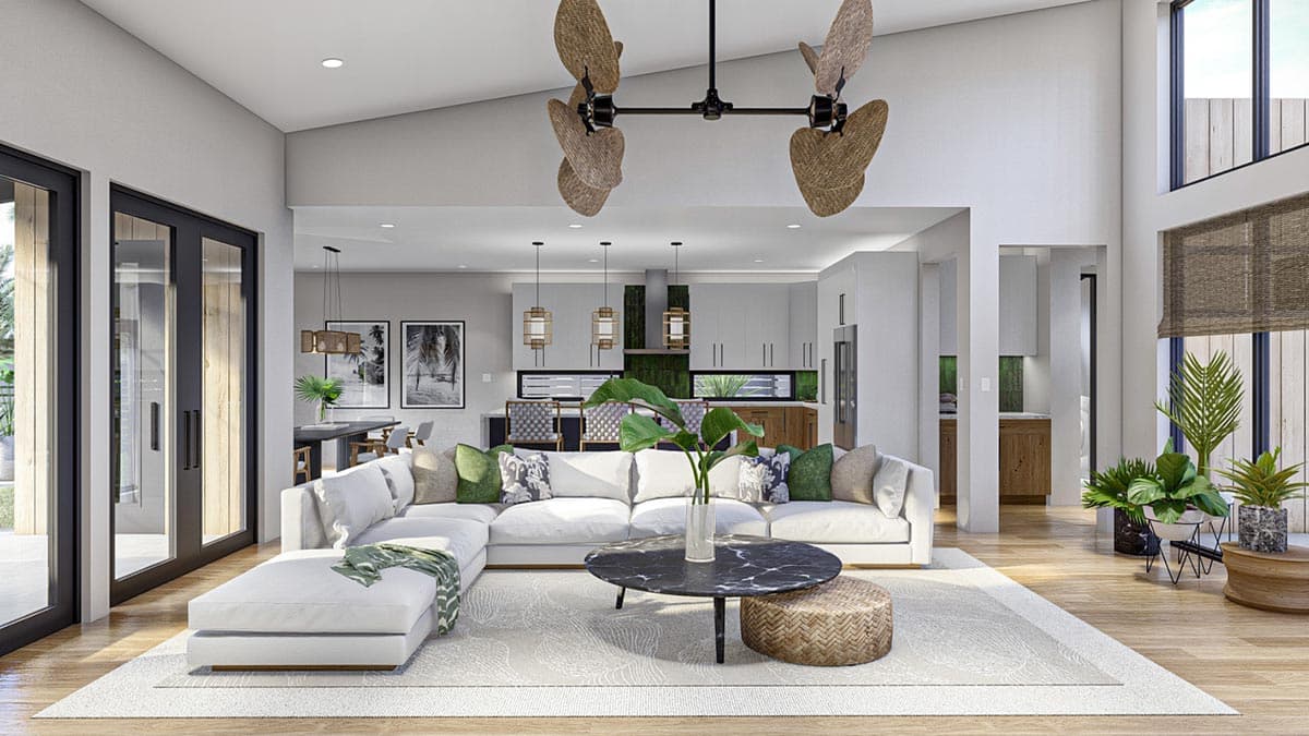 Plan 623277DJ: 1661 Square Foot 2-Bed Modern House Plan with Carport - Image #8 - Contemporary, Mid Century Modern, Modern