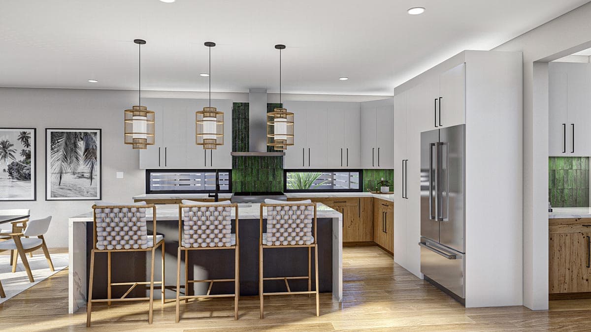 Plan 623277DJ: 1661 Square Foot 2-Bed Modern House Plan with Carport - Image #9 - Contemporary, Mid Century Modern, Modern