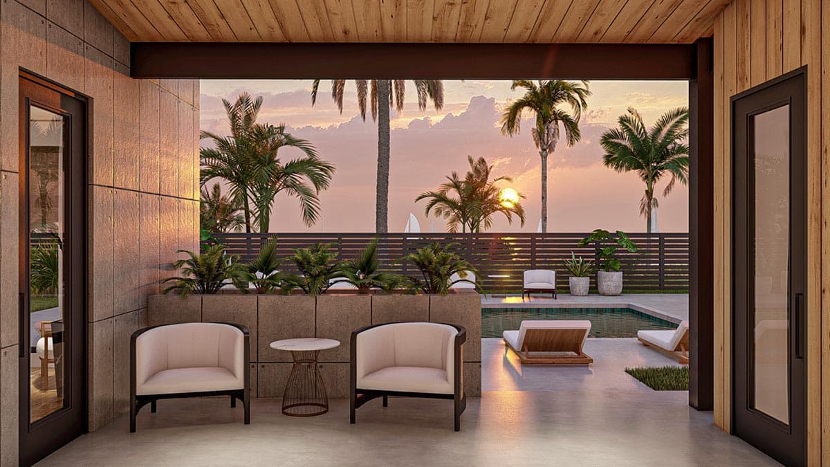 Plan 623277DJ: 1661 Square Foot 2-Bed Modern House Plan with Carport - Image #16 - Contemporary, Mid Century Modern, Modern