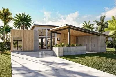 1661 Square Foot 2-Bed Modern House Plan with Carport