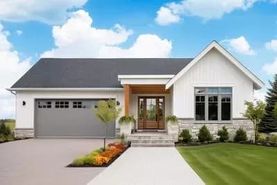 3 Bed New American Cottage Under 2000 Square Feet with Large Rear Porch