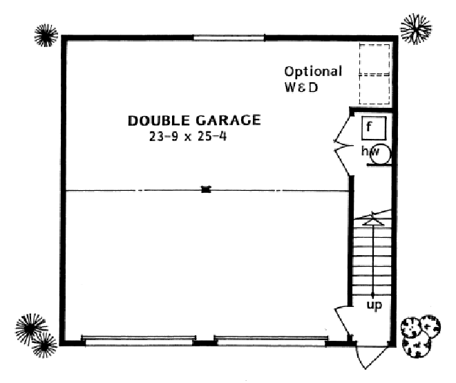 Plan 67767MG: 655 Sq Ft 2-Car Garage with 682 Sq Ft Upstairs Apartment - Floor Plan - Main Level - Carriage, Traditional
