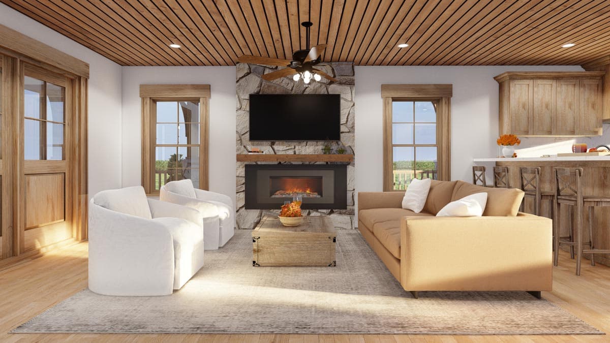 Plan 70854MK: 1660 Square Foot Rustic Country House Plan with Wraparound Porch and Deck - Image #9 - Cabin, Country, Mountain, Rustic