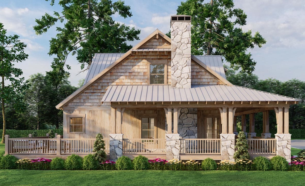 Plan 70854MK: 1660 Square Foot Rustic Country House Plan with Wraparound Porch and Deck - Image #12 - Cabin, Country, Mountain, Rustic