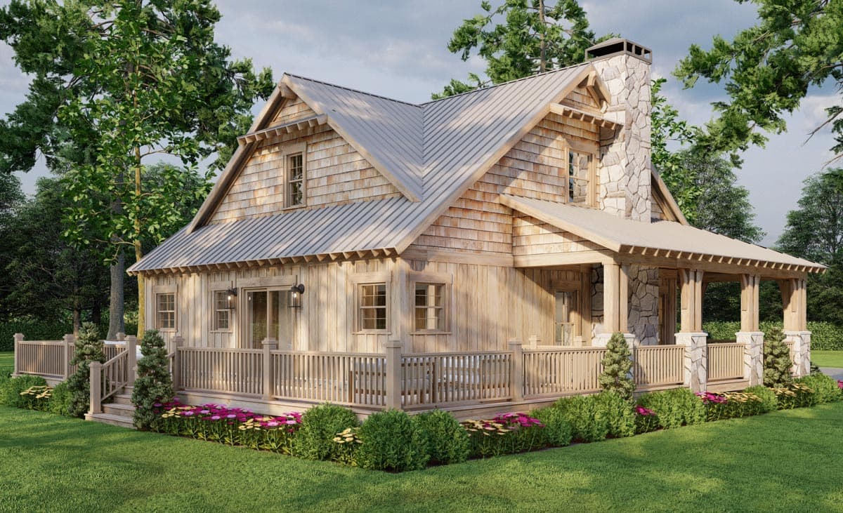 Plan 70854MK: 1660 Square Foot Rustic Country House Plan with Wraparound Porch and Deck - Image #13 - Cabin, Country, Mountain, Rustic