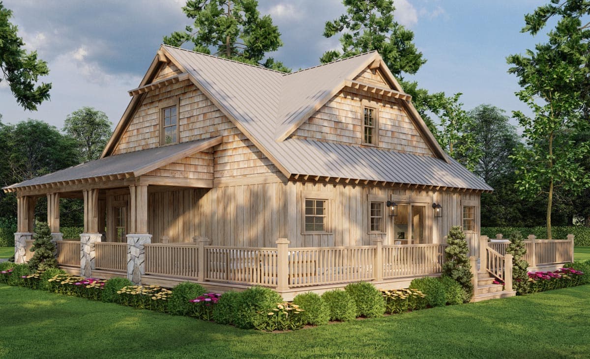 Plan 70854MK: 1660 Square Foot Rustic Country House Plan with Wraparound Porch and Deck - Image #15 - Cabin, Country, Mountain, Rustic