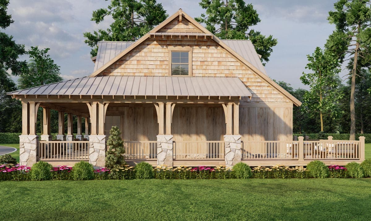Plan 70854MK: 1660 Square Foot Rustic Country House Plan with Wraparound Porch and Deck - Image #16 - Cabin, Country, Mountain, Rustic