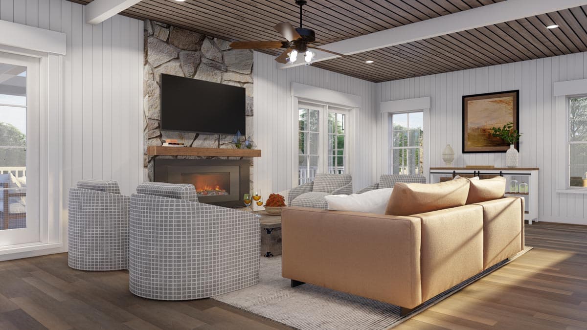 Plan 70855MK: RV Garage with 3 Side Bays and a 1371 Square Foot Apartment Above - Image #11 - Carriage, Rustic, Vacation