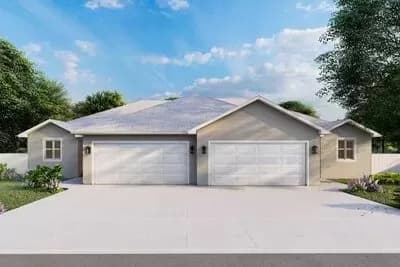 3 Bed Duplex House Plan with Matching Units Under 1700 Square Feet