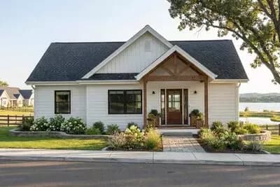 3-Bed Craftsman with Covered Porches and 2-Car Side Garage -  1328 Sq Ft 