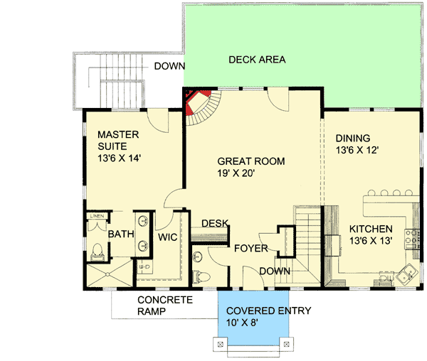 Plan 35487GH: Mountain House Plan with 2-Car Drive-Under Garage - 1951 Sq Ft - Floor Plan - Main Level - Mountain, Northwest, Rustic, Vacation