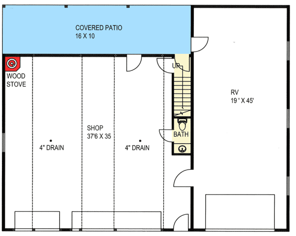 Plan 35489GH: RV Garage With Apartment Above - Floor Plan - Main Level - Carriage, Country, Traditional