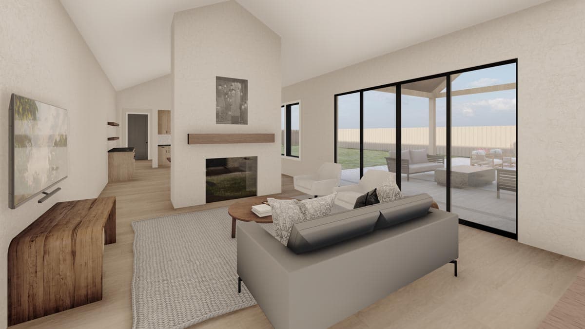 Plan 380010ASH: 50-Foot-Wide 1720 Square Foot House Plan with 2-Sided Fireplace - Image #4