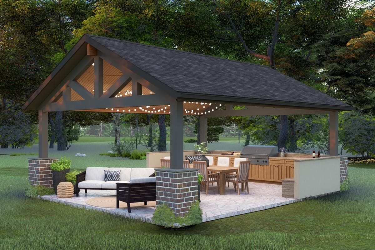 Plan 61456UT: 500 Square Foot Outdoor Kitchen Pavilion - Image #5 - Craftsman, Traditional