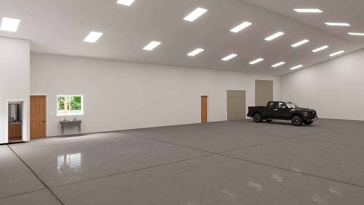 Plan 61457UT: 6000 Square Foot Car Lover's Garage with Drive Through RV Bay and a Clean-Up Bath with Shower - Image #8 - Barndominium, Country, Craftsman, Traditional