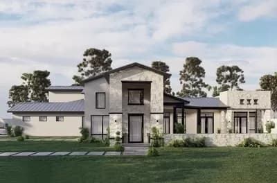 3500 Square Foot Contemporary Hill Country House Plan with Game Room and 3 Bedrooms