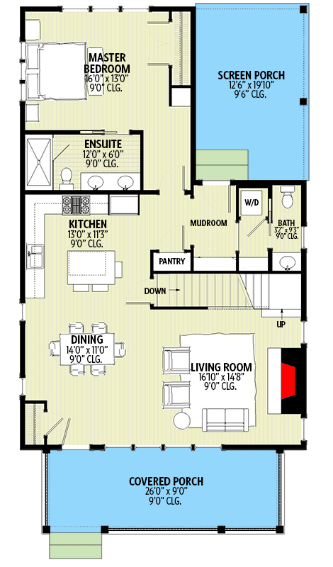 Plan 970125VC: 2000 Square Foot 3-Bedroom Cape Cod House Plan with Basement Expansion and a Detached Garage - Floor Plan - Main Level