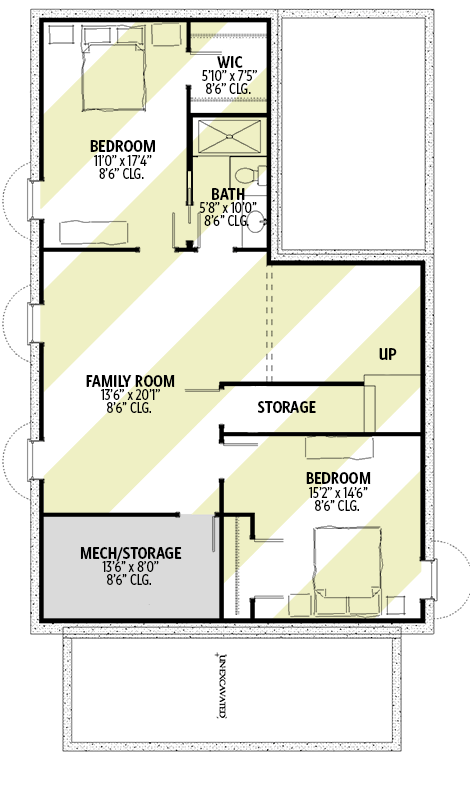 Plan 970125VC: 2000 Square Foot 3-Bedroom Cape Cod House Plan with Basement Expansion and a Detached Garage - Floor Plan - Optional Lower Level