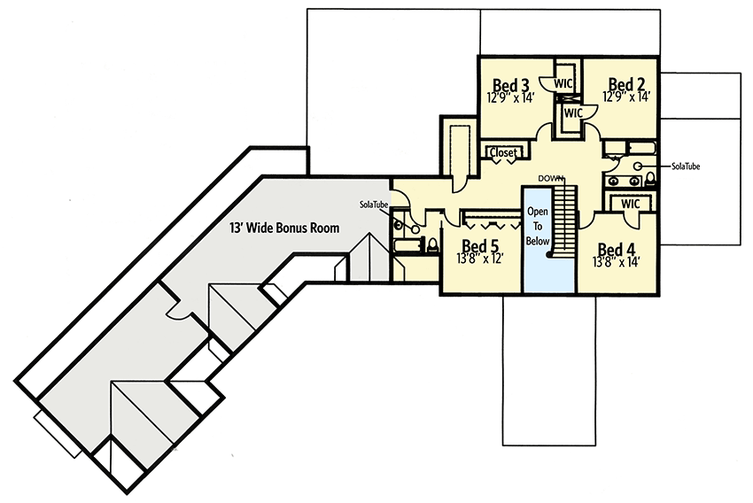 Plan 35499GH: House Plan Under 4800 Square Feet with Angled Garage and a Porte Cochere - Floor Plan - 2nd Floor - Craftsman, Northwest