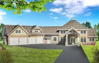 House Plan Under 4800 Square Feet with Angled Garage and a Porte Cochere