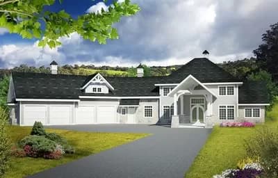 4200 Square Foot House Plan with Angled Garage and a Porte Cochere