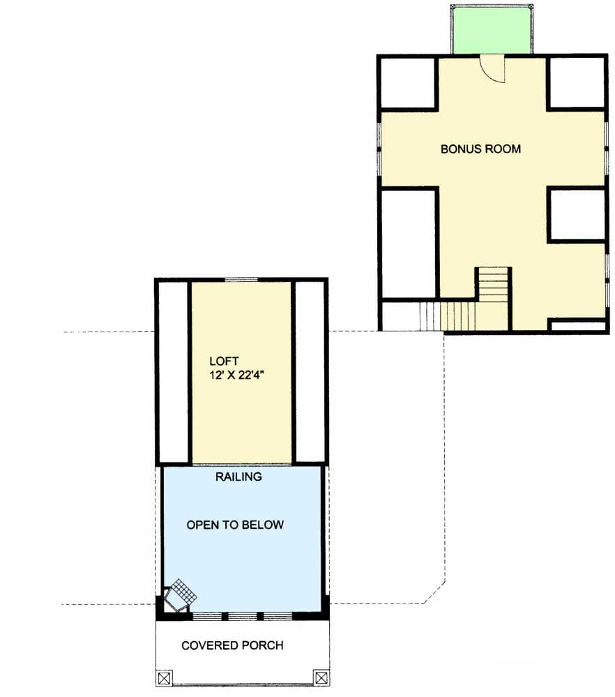 Plan 35505GH: Mountain House Plan with Two Open Decks and a Covered Porch in Back - Floor Plan - 2nd Floor - Mountain, Northwest, Vacation
