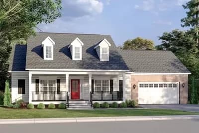 2100 Square Foot Traditional Country Home Plan with Front-Facing Garage