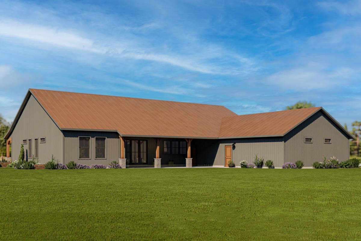 Plan 400018FTY: 4 Bed 2701 Square Foot Rustic Country Home Plan with Vaulted Family Room and Home Office - Image #7 - Country, Ranch, Rustic