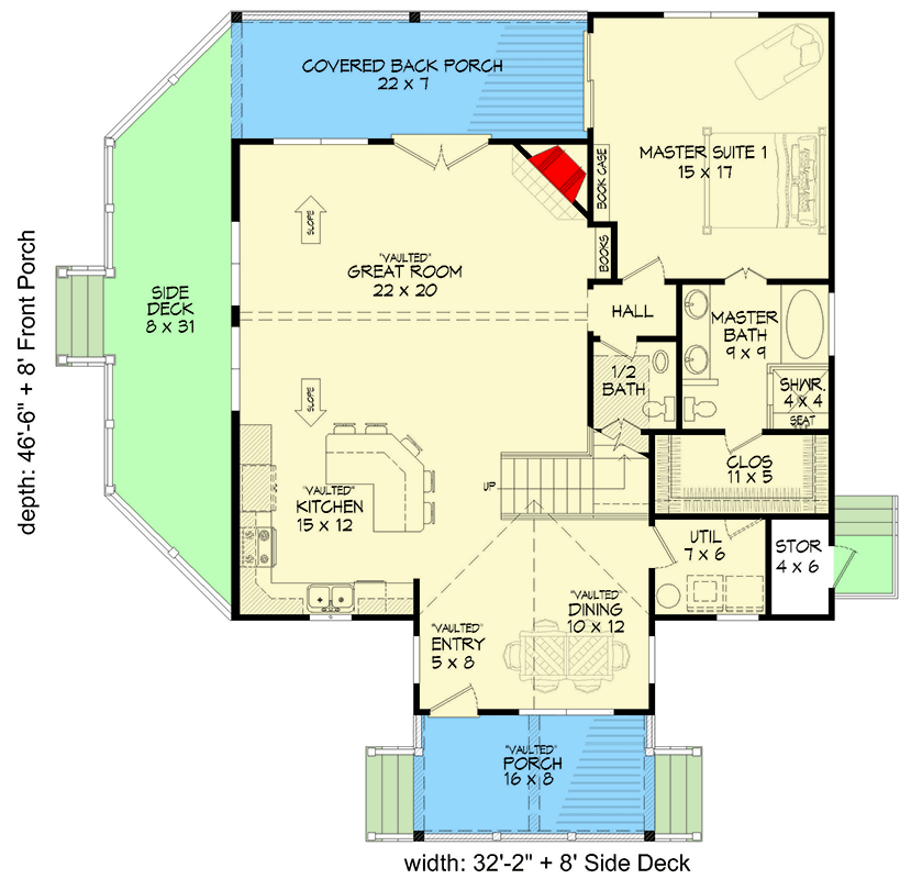 Plan 680191VR: Country Home Plan with 3 Bedrooms and 1900 Square Feet of Heated Living Space - Floor Plan - Main Level