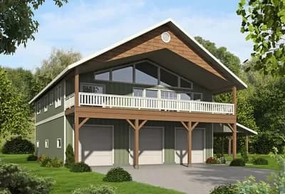 Three Bedroom Carriage House or Mountain Home Plan - 2758 Sq Ft