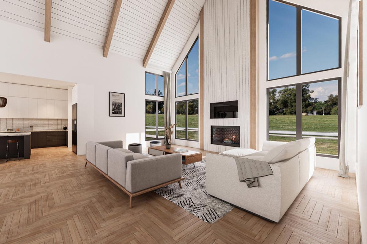 Plan 818078JSS: Symmetrical Scandinavian House Plan with Split Beds and Vaulted Living Spaces - Virtual Tour Cover Image - Contemporary, Farmhouse, Modern, Modern Farmhouse, Scandinavian