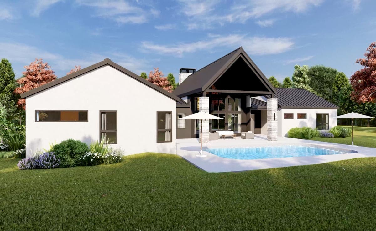 Plan 818078JSS: Symmetrical Scandinavian House Plan with Split Beds and Vaulted Living Spaces - Image #11 - Contemporary, Farmhouse, Modern, Modern Farmhouse, Scandinavian
