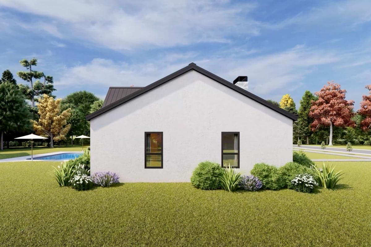 Plan 818078JSS: Symmetrical Scandinavian House Plan with Split Beds and Vaulted Living Spaces - Image #8 - Contemporary, Farmhouse, Modern, Modern Farmhouse, Scandinavian