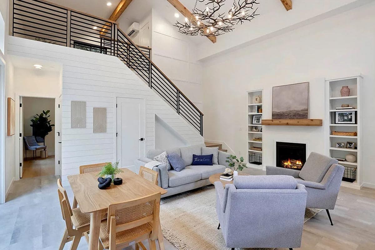 Plan 23386JD: 1200 Square Foot New American ADU with 2-Story Open Living Space Plus Loft - Image #4 - Cottage, Country, New American