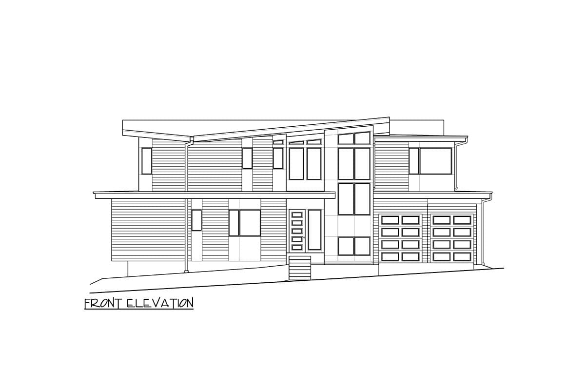 Plan 23940JD: 6 Bed Modern Home Plan for the Triangular Lot with Two Laundry Rooms  - Image #38 - Contemporary, Mid Century Modern, Modern, Northwest