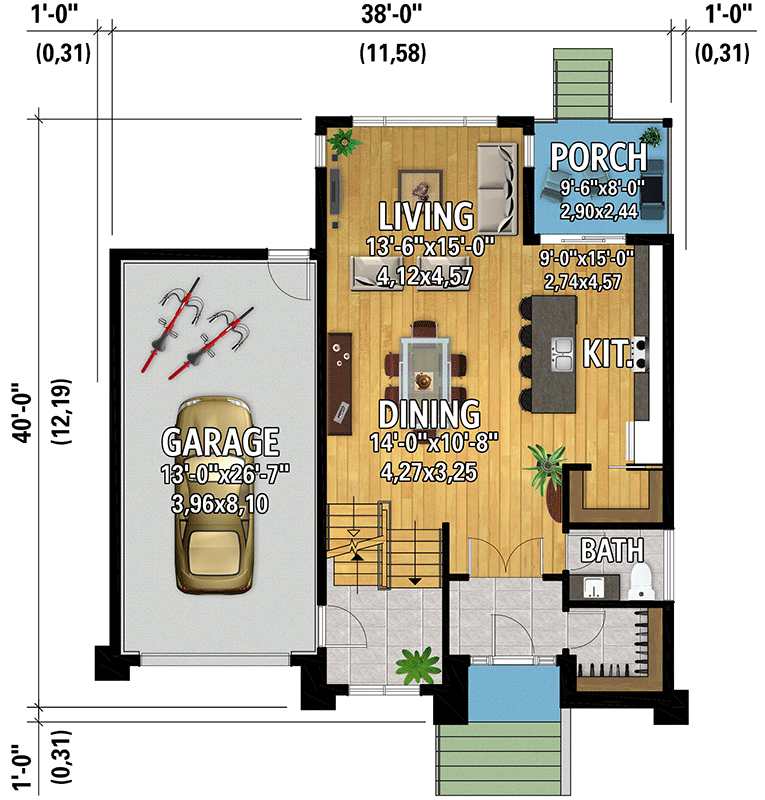 Plan 801138PM: Modern Scandinavian-Inspired 4 Bed House Plan Under 2100 Square Feet - Floor Plan - Main Level - Contemporary, Modern, Scandinavian