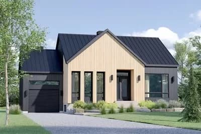 One-Story Two Bedroom Contemporary European-Style House Plan Under 1100 Square Feet