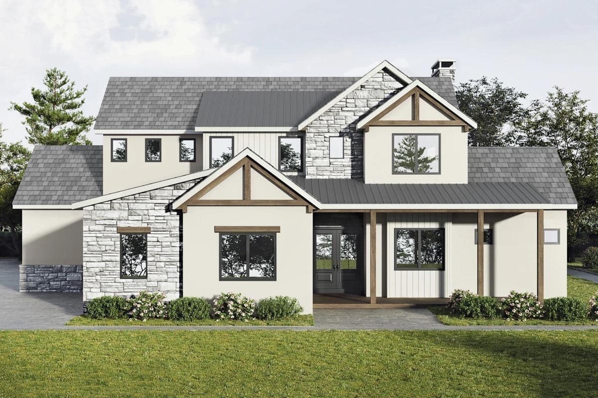 Plan 365046PED: 3700 Square Foot New American House Plan with Second Floor Master Suite with Deck - Image #20 - Craftsman, Mountain, New American