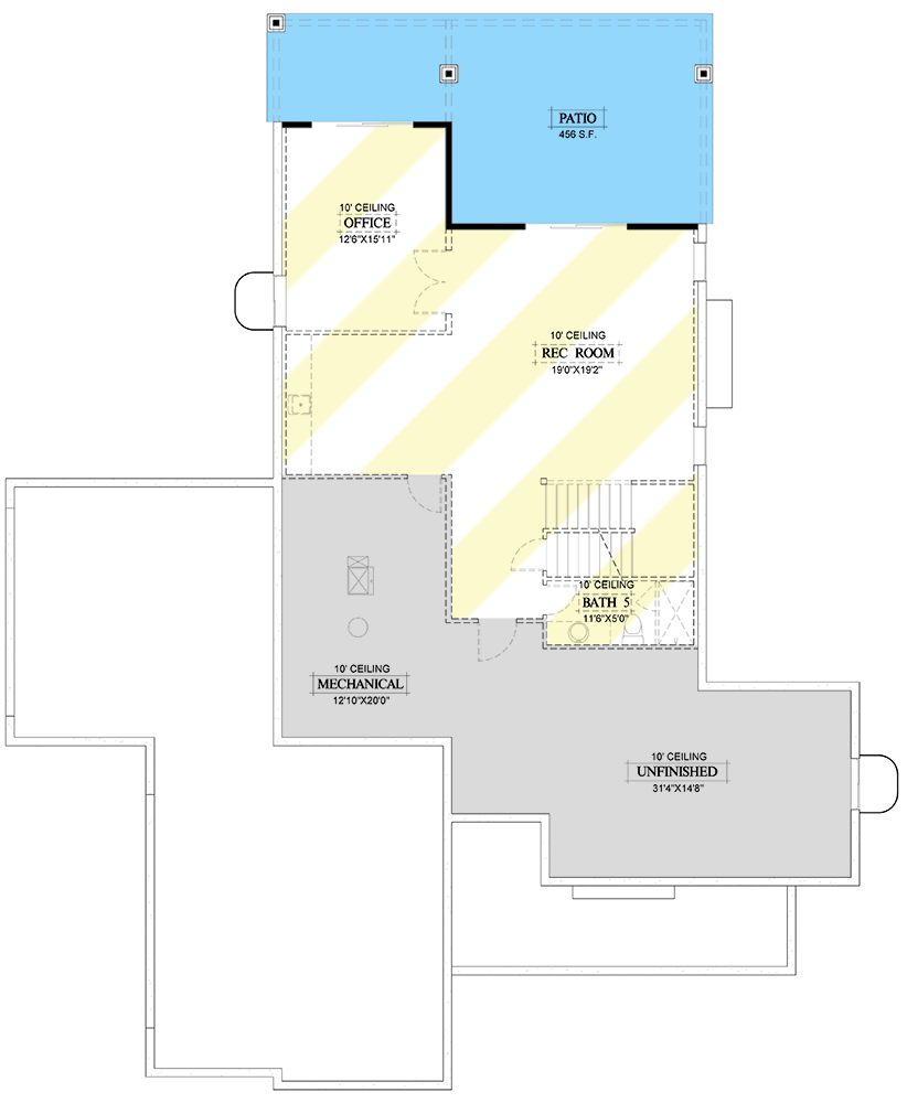 Plan 365046PED: 3700 Square Foot New American House Plan with Second Floor Master Suite with Deck - Floor Plan - Optional Lower Level - Craftsman, Mountain, New American