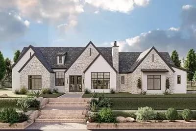 3-Bed Modern Cottage Plan with Two Fireplaces and 2-Car Garage - 2028 Sq Ft